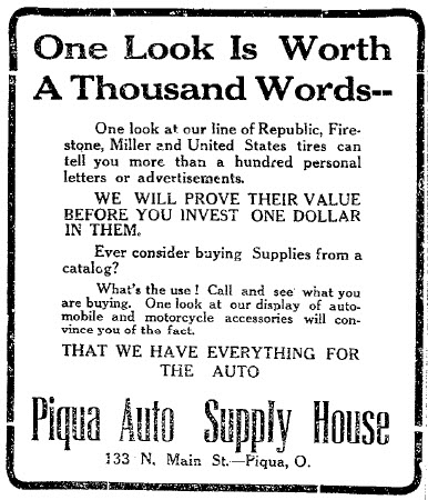 ad from newspaper with black text in different fonts with black border