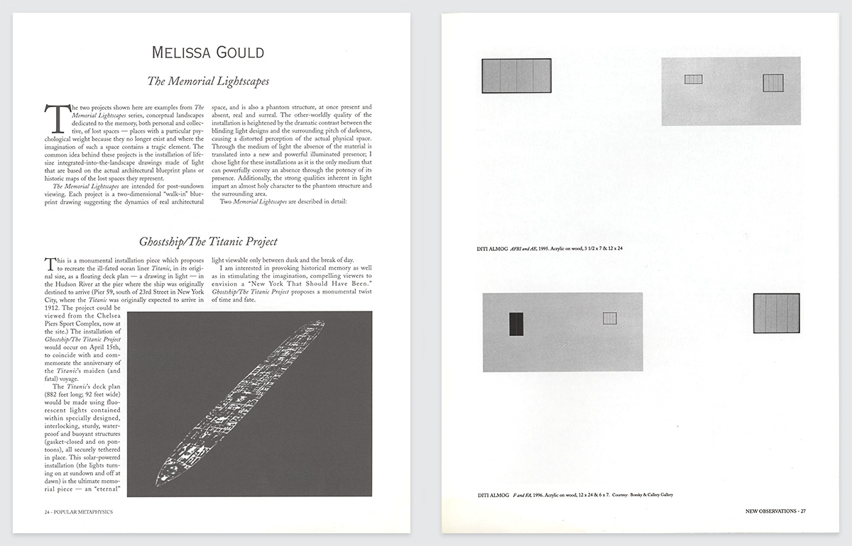 inside spread of new observations with work of melissa gould and diti almog