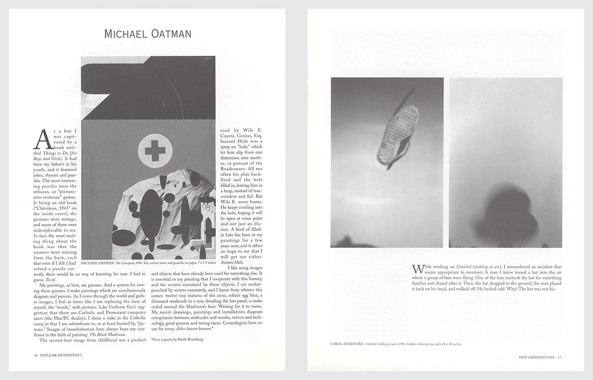 inside spread of new observations with work by michael oatman and carol shadford