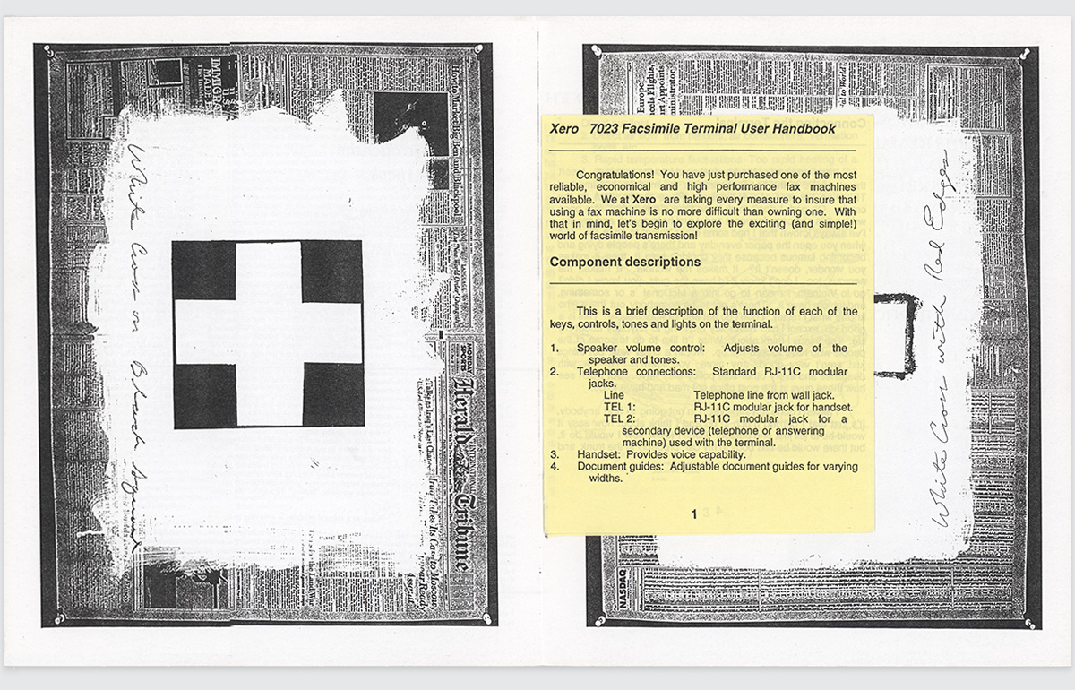 inside spread of cross images from artist robert longo