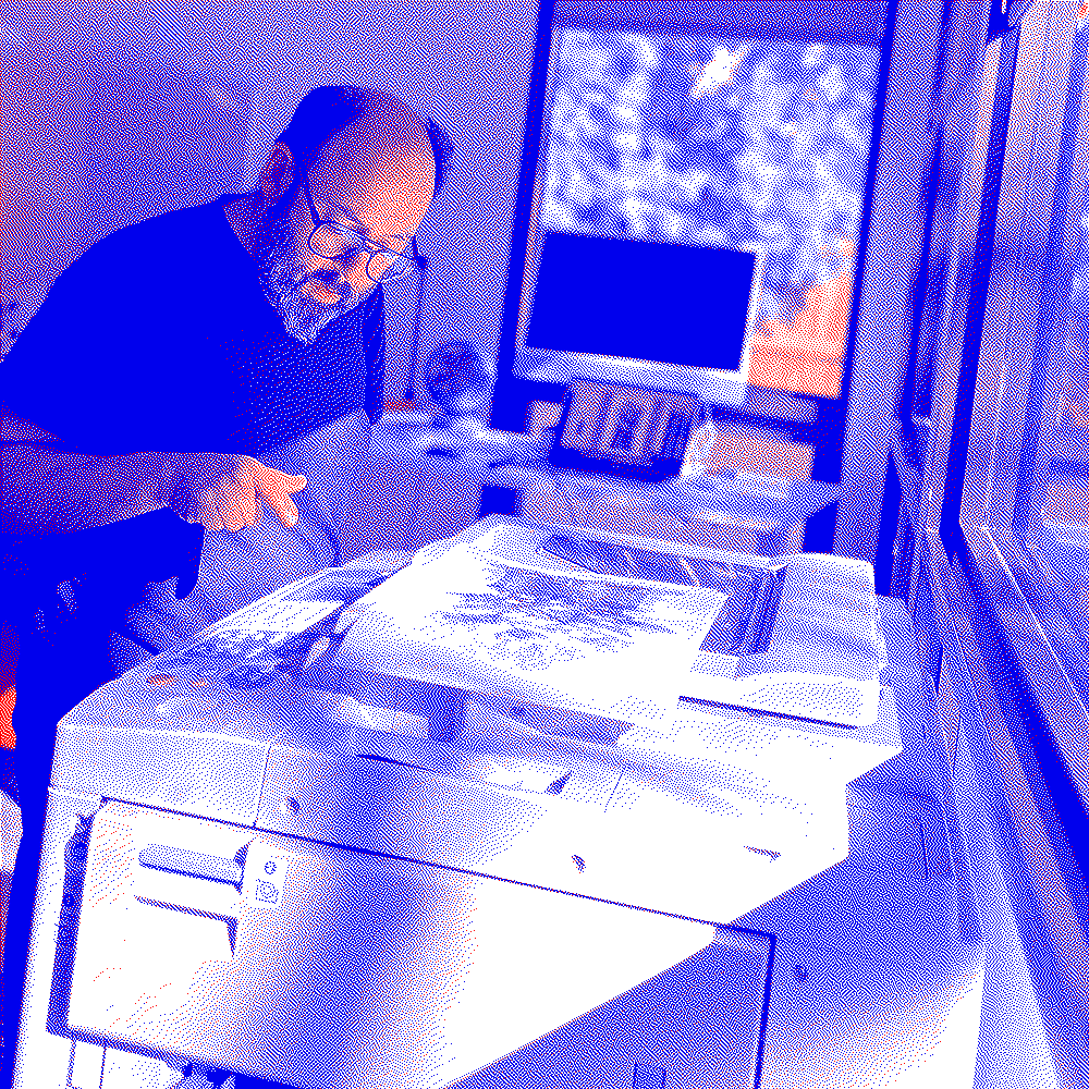 Andrew inspecting a Riso print