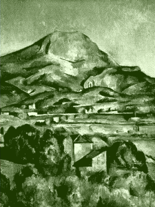 cezanne painting in green dithered